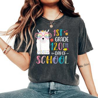 120Th Day Of School No Prob Llama 120 Days Of 1St Grade Women's Oversized Comfort T-Shirt | Mazezy