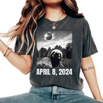 2024 Solar Eclipse Sloth Total Solar Eclipse Women's Oversized Comfort T-Shirt - Thegiftio UK