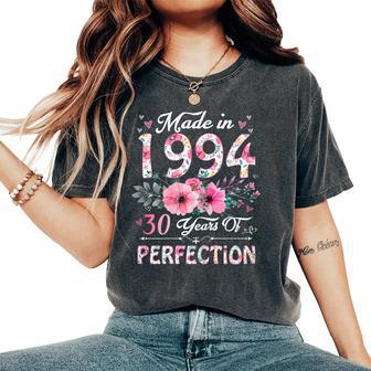 30 Year Old Made In 1994 Floral 30Th Birthday Women Women's Oversized Comfort T-Shirt - Monsterry