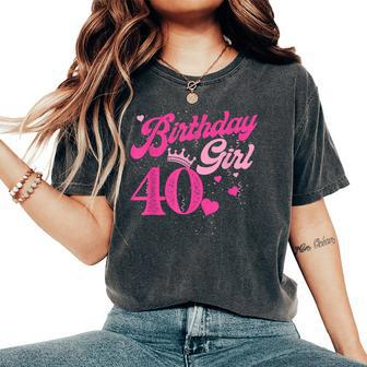 40Th Birthday Girl Crown 40 Years Old Bday Women's Oversized Comfort T-Shirt | Mazezy