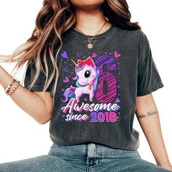 6 Years Old Flossing Unicorn 6Th Birthday Girl Party Women's Oversized Comfort T-Shirt | Mazezy