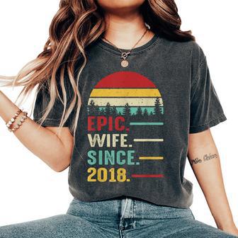 6Th Wedding Anniversary For Her Epic Wife Since 2018 Women's Oversized Comfort T-Shirt - Thegiftio UK