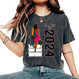 African American Afro Black Girl Graduation Class Of 2024 Women's Oversized Comfort T-Shirt - Thegiftio UK