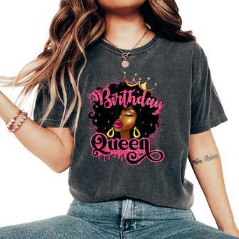 African American Black Afro Hair Pink Birthday Queen Women's Oversized Comfort T-Shirt - Monsterry DE