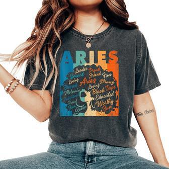 African American Zodiac Birthday Aries Girl Women's Oversized Comfort T-Shirt - Seseable
