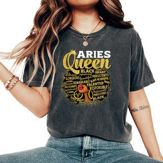 African American Zodiac Birthday Aries Queen Women's Oversized Comfort T-Shirt - Seseable