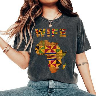 Afro Black Wife African Ghana Kente Cloth Couple Matching Women's Oversized Comfort T-Shirt | Mazezy AU