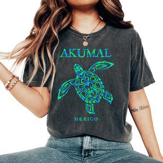 Akumal Mexico Sea Turtle Vacation Souvenir Boys Girls Women's Oversized Comfort T-Shirt - Monsterry UK