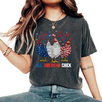 All American Chick Retro 4Th Of July Patriotic Usa Chicken Women's Oversized Comfort T-Shirt - Thegiftio UK