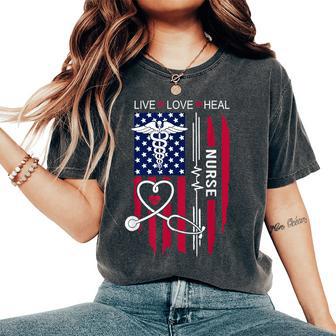 American Flag Nurse Day Week Nurse Nurse's Day Women's Oversized Comfort T-Shirt - Monsterry