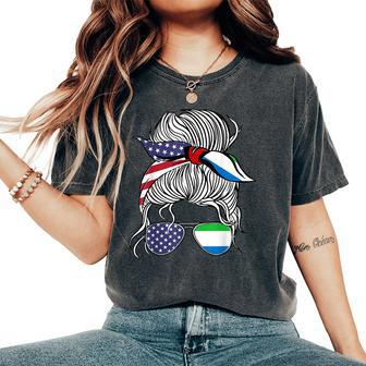 American Sierra Leonean Patriot Flag Girl Leone Grown Women's Oversized Comfort T-Shirt - Monsterry