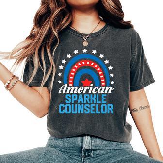 American Sparkle Counselor Rainbow Usa Flag 4Th Of July Women's Oversized Comfort T-Shirt - Monsterry DE