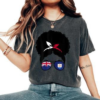 Anguilla Flag Proud Anguillan Girl Afro Hair Anguilla Roots Women's Oversized Comfort T-Shirt - Thegiftio UK