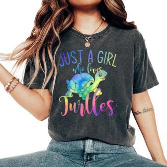 Animal Lover Girls Just A Girl Who Loves Turtles Women's Oversized Comfort T-Shirt - Thegiftio UK
