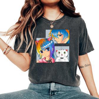 Anime Girl Cat Otaku Anime Merch Kawaii Stuff Women's Oversized Comfort T-Shirt - Thegiftio UK