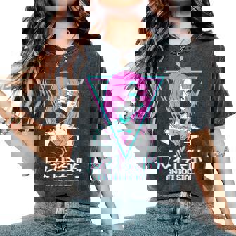 Antisocial Vaporwave Anime Girl Japanese Aesthetic Women's Oversized Comfort T-Shirt - Thegiftio