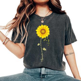 Appendix Cancer Sunflower Amber Ribbon Survivor Women's Oversized Comfort T-Shirt - Monsterry DE