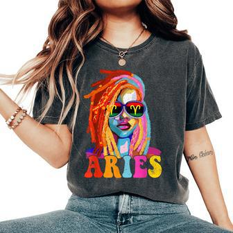 Aries Queen African American Loc'd Zodiac Sign Women's Oversized Comfort T-Shirt - Seseable