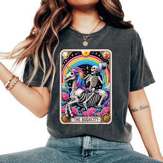 The Audacity Tarot Card Sarcastic Skeleton Women's Oversized Comfort T-Shirt - Seseable