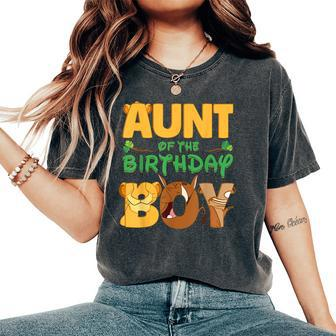 Aunt Of The Birthday Boy Lion Family Matching Women's Oversized Comfort T-Shirt - Seseable