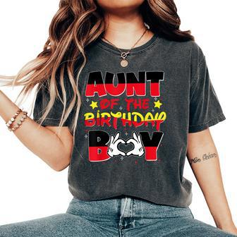 Aunt Of The Birthday Boy Mouse Family Matching Women's Oversized Comfort T-Shirt - Seseable