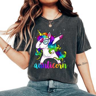 Aunticorn Aunty Dabbing Unicorn Auntie Aunt Christmas Women's Oversized Comfort T-Shirt - Monsterry UK