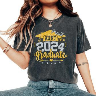 Auntie Senior 2024 Proud Aunt Of A Class Of 2024 Graduate Women's Oversized Comfort T-Shirt - Seseable