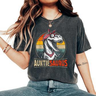 Auntiesaurus Dinosaur For Aunt Or Auntie Matching Family Women's Oversized Comfort T-Shirt - Seseable