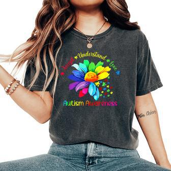 Autism Awareness Accept Understand Love Asd Sunflower Women Women's Oversized Comfort T-Shirt - Monsterry AU