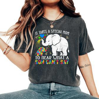 Autism Awareness Family Support Autism Mom Elephants Women's Oversized Comfort T-Shirt - Monsterry