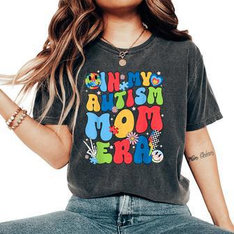 In My Autism Mom Era Autism Awareness Support Puzzle Groovy Women's Oversized Comfort T-Shirt - Monsterry