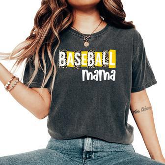Baseball Mama Yellow Leopard Print Baseball Mom Gear Sports Women's Oversized Comfort T-Shirt | Mazezy UK