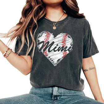 Baseball Mimi Retro Heart Baseball Grandma Mother's Day Women's Oversized Comfort T-Shirt - Seseable