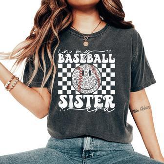 In My Baseball Sister Era Leopard Sister Baseball Girl Women Women's Oversized Comfort T-Shirt - Monsterry