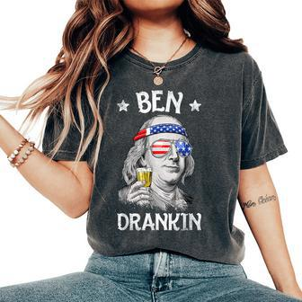 Ben Drankin 4Th Of July Benjamin Franklin Usa Flag Women's Oversized Comfort T-Shirt - Thegiftio UK