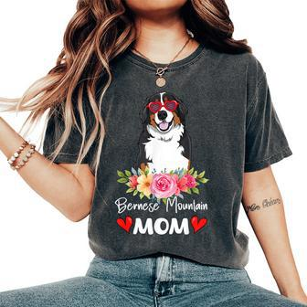 Bernese Mountain Mom Mama Sunglasses Dog Lover Owner Womens Women's Oversized Comfort T-Shirt - Seseable
