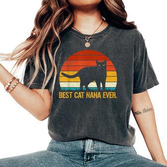 Best Cat Nana Ever Vintage Retro Cat Kitten Lover Women's Oversized Comfort T-Shirt - Monsterry CA