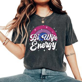 Bi Wife Energy Bisexual Pride Bisexual Flag Quote Women's Oversized Comfort T-Shirt - Seseable