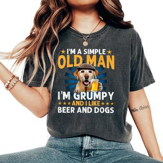Bichon I’M A Simple Old Man I’M Grumpy&I Like Beer&Dogs Fun Women's Oversized Comfort T-Shirt - Seseable
