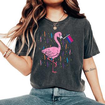 Bisexual Flag Flamingo Lgbt Bi Pride Stuff Animal Women's Oversized Comfort T-Shirt - Monsterry