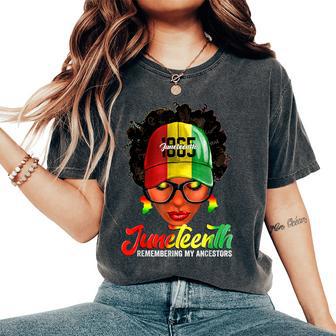 Black Messy Bun Junenth Remembering My Ancestors Women's Oversized Comfort T-Shirt - Thegiftio UK