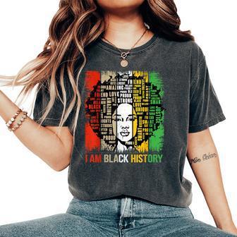 I Am Black History Month Girls Black Queen Melanin Women's Oversized Comfort T-Shirt - Seseable