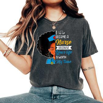 Black Woman Nurse Afro Retro Cool Black History Month Women's Oversized Comfort T-Shirt - Monsterry DE