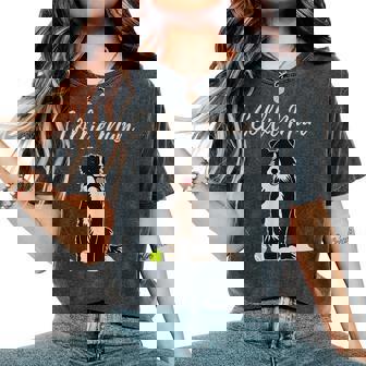 Border Collie Mum Merch For Cute Border Collie Dog Mum Women's Oversized Comfort T-Shirt | Seseable UK