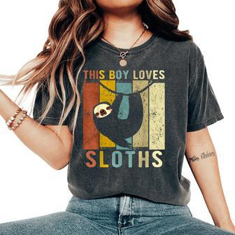 This Boy Loves Sloths Boys Sloth Women's Oversized Comfort T-Shirt - Thegiftio UK