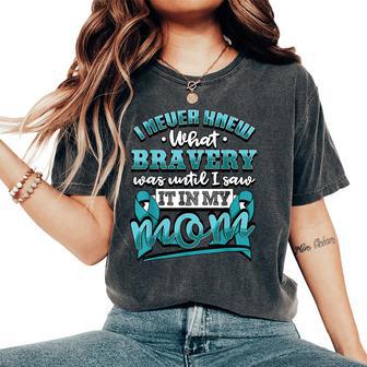 Bravery In My Mom Ovarian Cancer Awareness Ribbon Women's Oversized Comfort T-Shirt - Monsterry