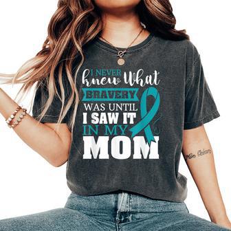 Bravery Mom Ovarian Cancer Awareness Ribbon Women's Oversized Comfort T-Shirt - Monsterry UK