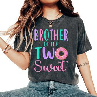 Brother Of The Two Sweet Bro 2Nd Birthday Girl Donut Party Women's Oversized Comfort T-Shirt - Thegiftio UK
