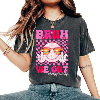 Bruh We Out Teacher Floral Hippie Smile Face Happy Last Day Women's Oversized Comfort T-Shirt - Monsterry CA