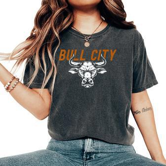 Bull City Durham Nc 919 North Carolina Bull Head Womens Women's Oversized Comfort T-Shirt - Monsterry UK